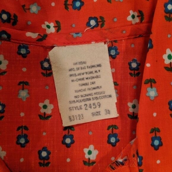 Vintage ILGWU Pat Fashions retro flower shirt  34 - Picture 2 of 5